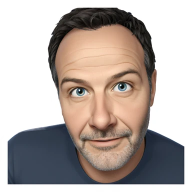 smiling male portrait against blue sticker