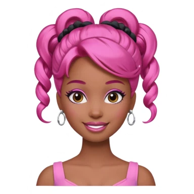 black barbie. updo hair, pink hair, perfect makeup and super pretty sticker