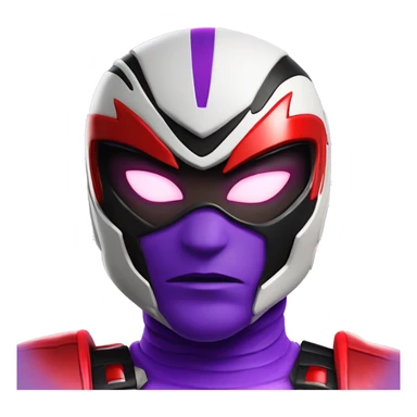 Purple power ranger with spider bones with red eyes on it and black gloves  and boots and with red outlines and 2 red gems on it’s hlmet sticker