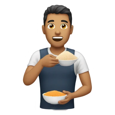 Man eating rice sticker
