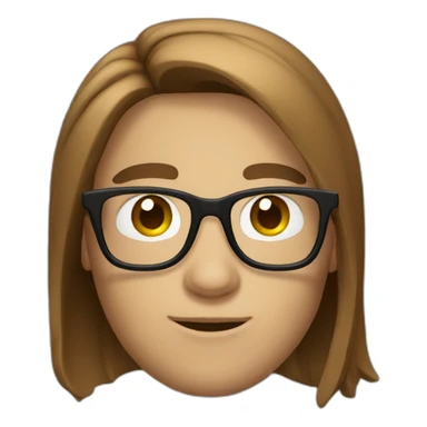 Nerd with long brown straight long hair and round glasses  sticker