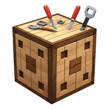 crafting table with tools like a minecraft style cube crafting table 100% like a minecraft table crafting, sticker