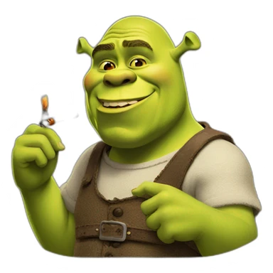 Shrek with a cigarette sticker
