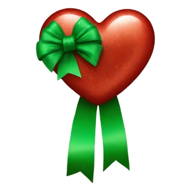 Sparkly red heart with green bow sticker