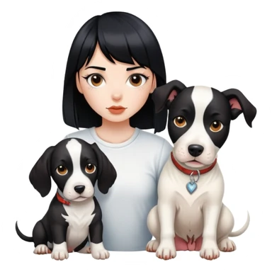 girl with long black  straight bangs hair with tattoo and a Springer dog  and  bull a   white terrifying dog sticker