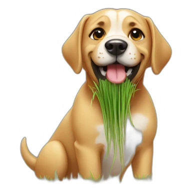 dog with grass in mouth sticker