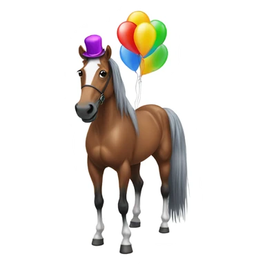 Horse wearing balloon hat sticker