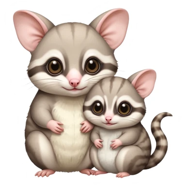 Fat and cute Japanese sugar glider  white. A mom anda a baby one very fat and cute sticker