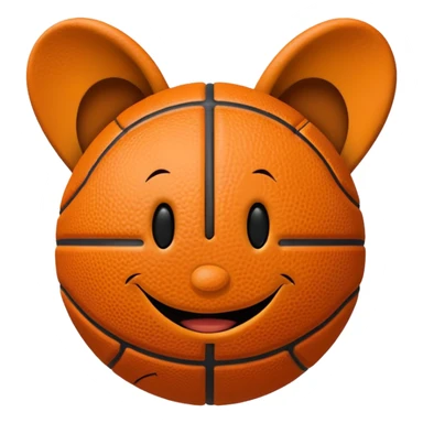 basketball with ears and smiley face sticker
