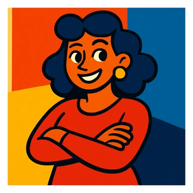 a woman crossing her arms, vibrant toon style sticker