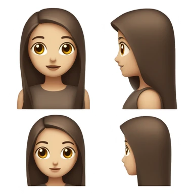 cute robot girl with straight long brown hair and big brown eyes sticker