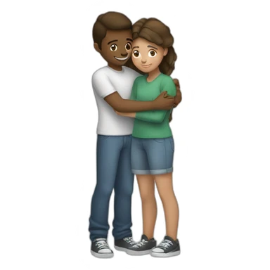 White teen couple hugging both of them are white sticker
