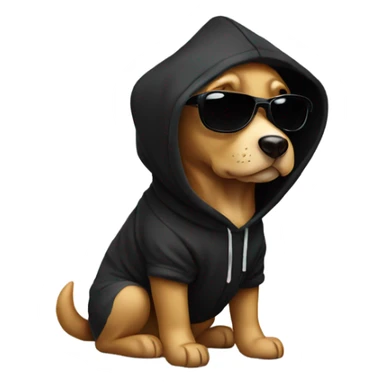 Dog with black hoodie and sunglasses  sticker