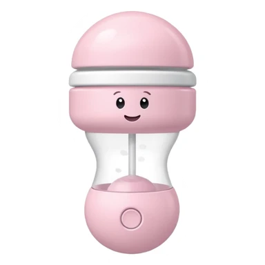 White and light pink baby shaker rattle toy with nothing on it sticker