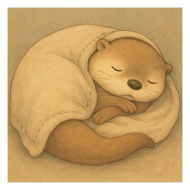 Add a soft, cozy blanket over the sleeping otter, keep gentle colors sticker