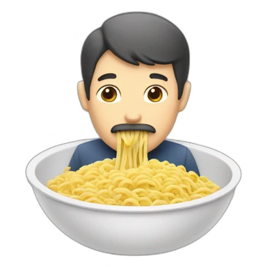 Homme qui mange des ramens dans un bol sticker