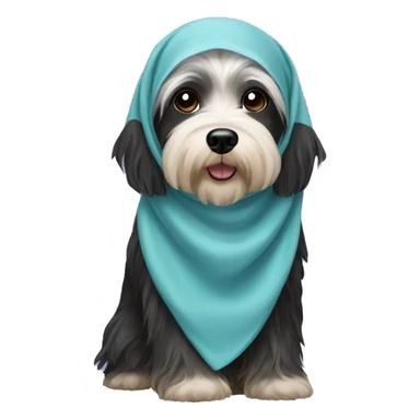 black havanese dog wearing a hijab sticker
