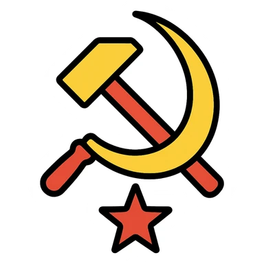 communist symbol, minimal and modern, lineal color icon with black outlines sticker