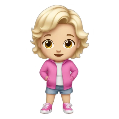 1 year old white blonde girl wearing pink Vans shoes sticker