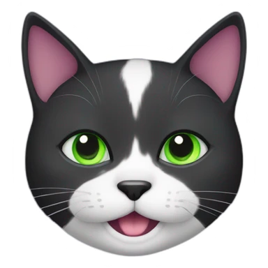 happy black fat kittie whith green eyes and purple collar sticker