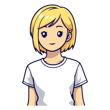 blonde girl wearing a t-shirt sticker