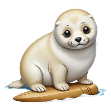 Training a harp seal at beach  sticker