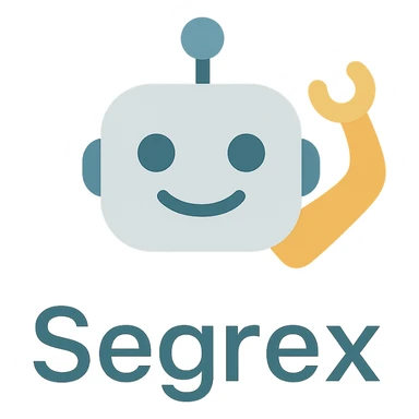 smiling robot head with an elbow sign and the word 'Segrex' sticker
