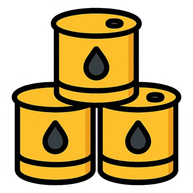 a stack of petroleum barrels, industrial style, metallic texture, modern and clean, suitable for branding sticker