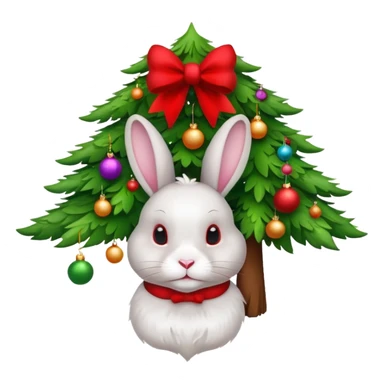 a rabbit under the Christmas tree sticker