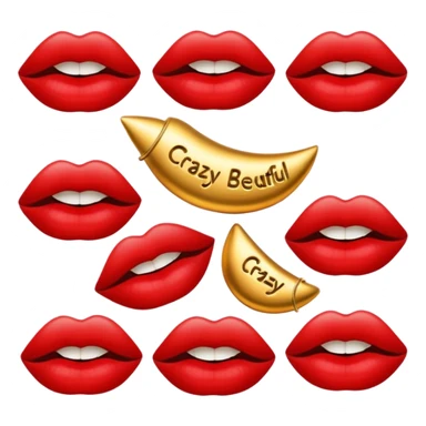 Set of lips with the words ‘crazy beautiful’ around them sticker