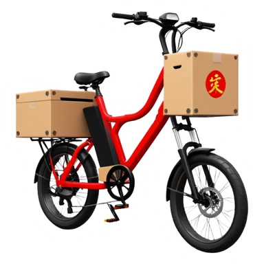 Chinese Monster class electric bicycle for couriers with large delivery box, thick tires, powerful motor sticker