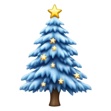 Árbol de navidad con nieve, luces celestes y estrella plateada sticker