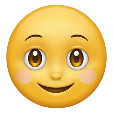 Emoji, yellow round smiling face, virbant bright shy expression sticker