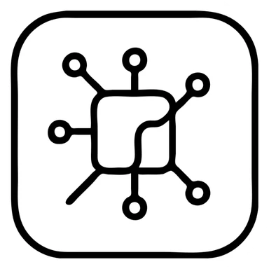 Modern curved CPU processor chip with rounded corners and sleek design. Simple circuit pattern inside, no text, designed as a contemporary app icon sticker
