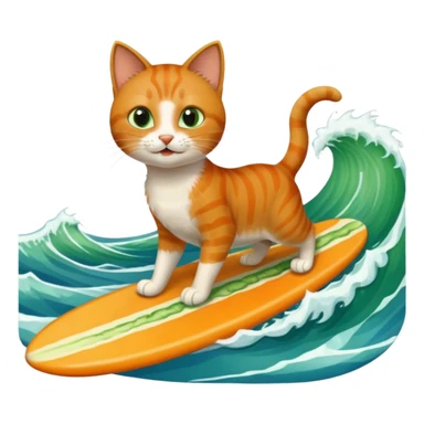 make me a cat thats surfing and eating a cucumber at the same time  sticker