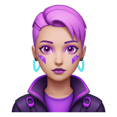 neutre gender neon cyberpunk light purple, I don't want you to use props, não utilizar óculos sticker