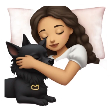 brunette Sleeping beauty girl with black chihuahua  sticker