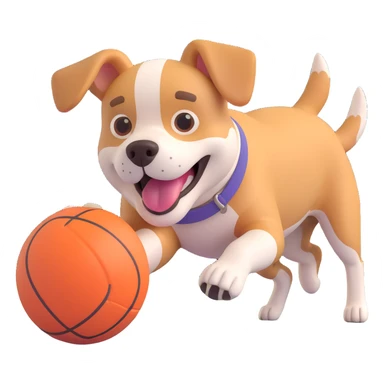 dog chasing ball in forrest, close up pose sticker