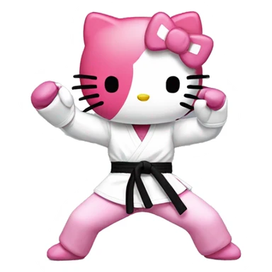 Hello Kitty fighting taekwondo sticker