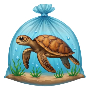 Sea turtle stuck in a plastic bag and other garbage  sticker
