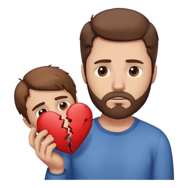 White man with brown hair and beard holding a broken heart with anxiety  sticker