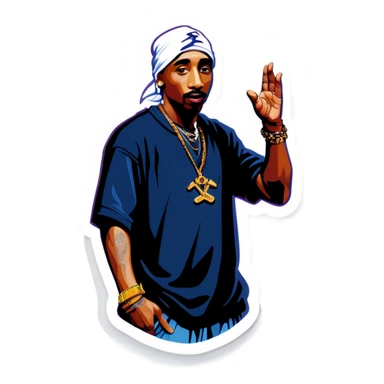 Tupac waving bye sticker