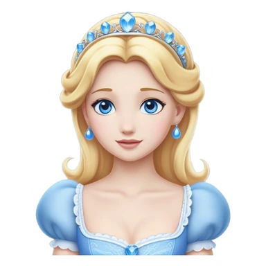 Cinematic Elegant Cinderella Portrait Emoji, Graceful and poised in her classic maid attire, golden locks cascading softly, bright blue eyes full of hope, a gentle glow of kindness and determination, delicate and humble yet undeniably beautiful, evoking the moment before her magical transformation, pure enchantment in her gaze! sticker