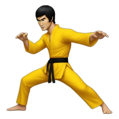 bruce lee doing kung fu sticker