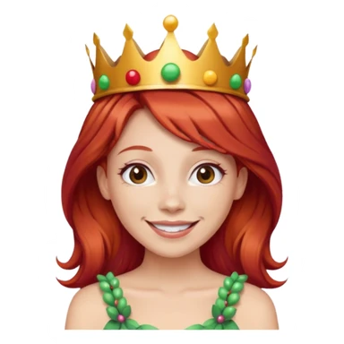 red hair woman wearing a candy crown sticker