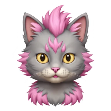 grey cat sitting with pink mohawk sticker