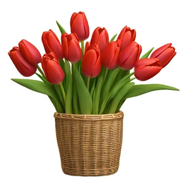 Red tulips bouquet in basket sticker