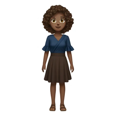 White girl with brown hair dark blue ruffle sleeve wrap dress full body sticker