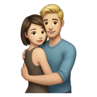 white skin Boyfriend with light hair and short dark brown hair girlfriend hugging sticker