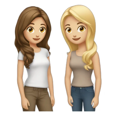 Fille blonde et fille brune qui s’enlace sticker